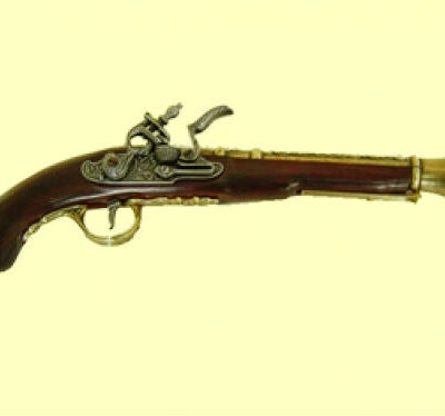 replica pistola antica canna trombone oro
