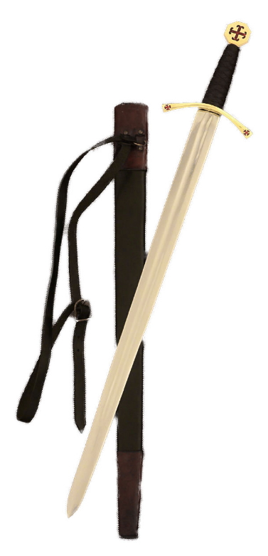 spada templare alta qualita' con fodero cuoio