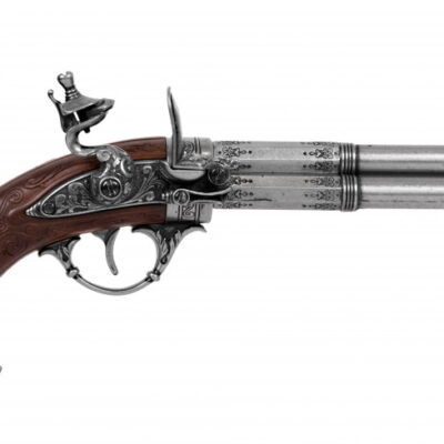 pistola  antica  3 canne replica francese  xviii sec