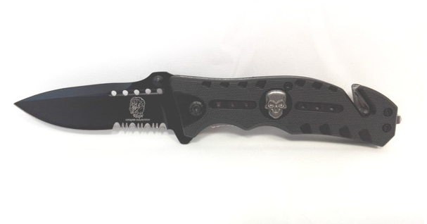 coltello serramanico nero teschio