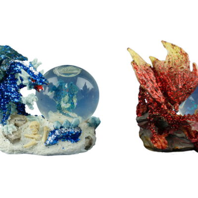 drago colorato c/sfera di vetro cm 8 - set 6 pezzi
