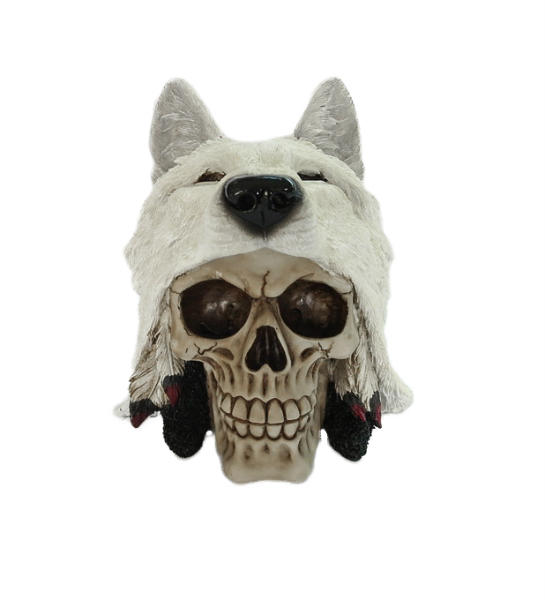 teschio testa di lupo bianco