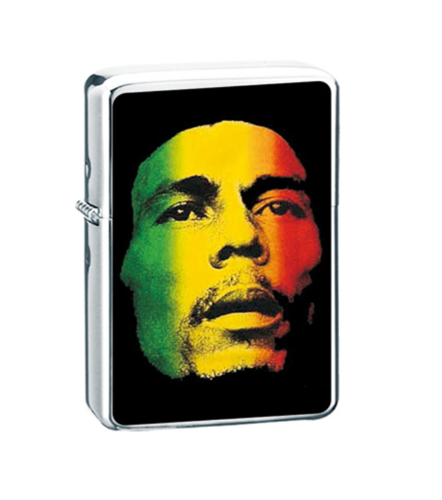 imitazione - zippo  cromato lucido + pvc stiker bob marley