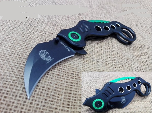 coltello karambit total black-green