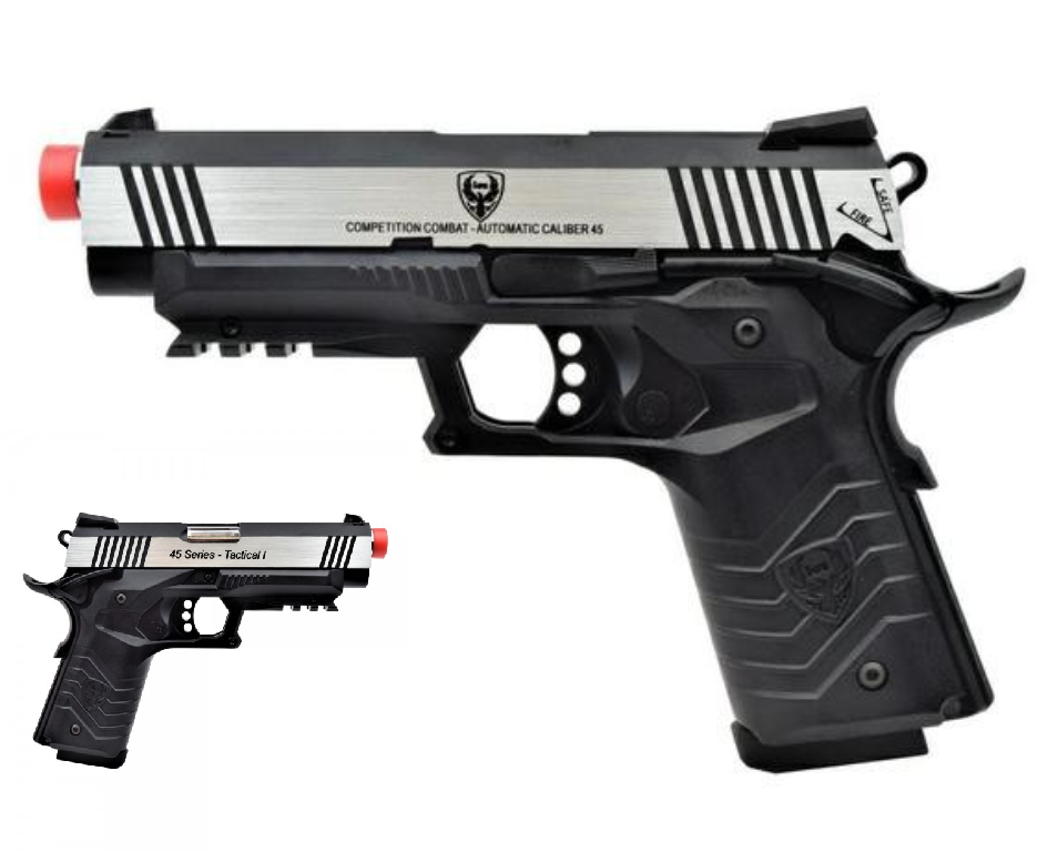 pistola a gas tactical 1911 scarellante silver/bk