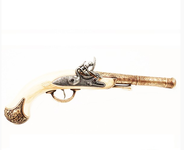 replica pistola antica secolo xviii oro