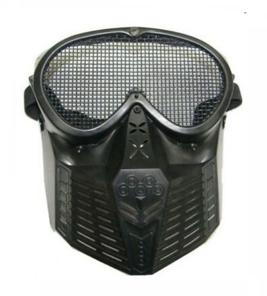maschera con rete metallica nera soft air