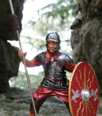 soldato romano in piombo scudo ovale