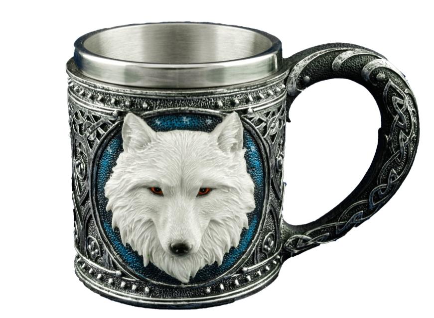 boccale con lupo bianco