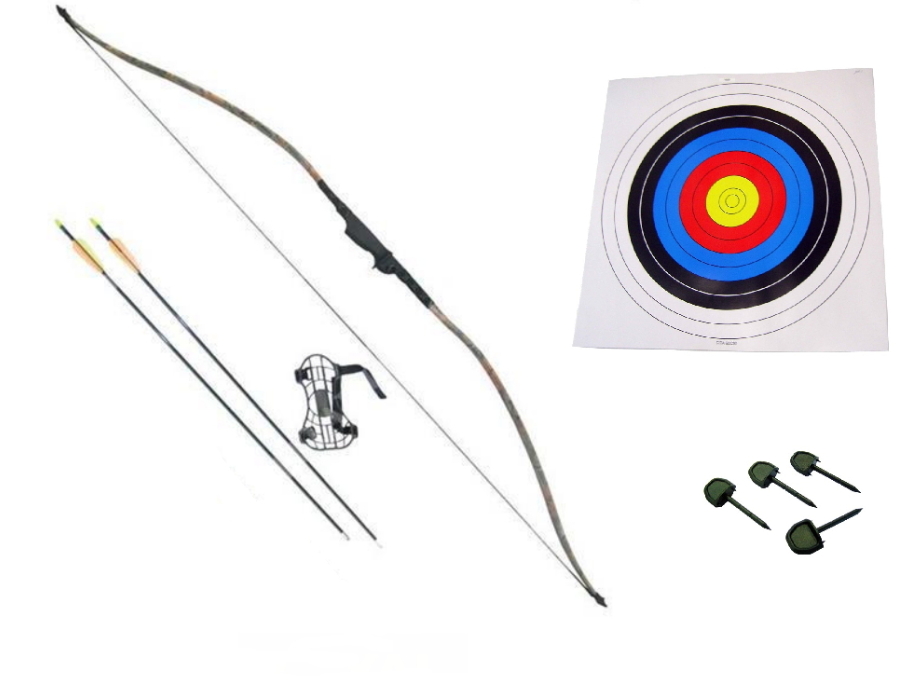 arco ricurvo 35 libbre ambidestro parabraccio bersagli chiodini