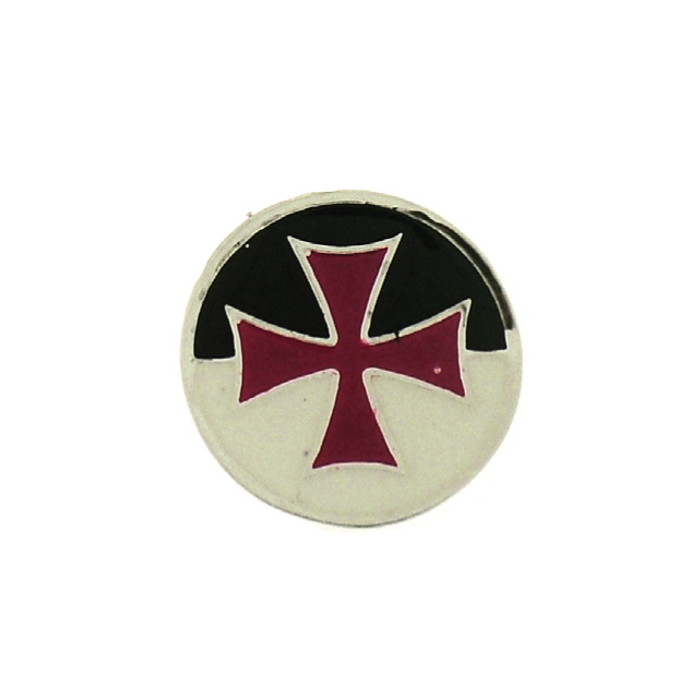 spilla in argento templare smaltato in rosso/nero