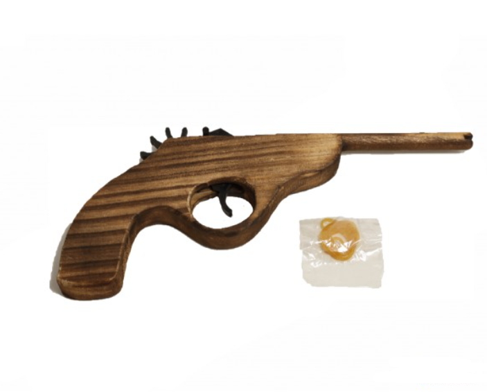 pistola giocattolo spara elastici in legno
