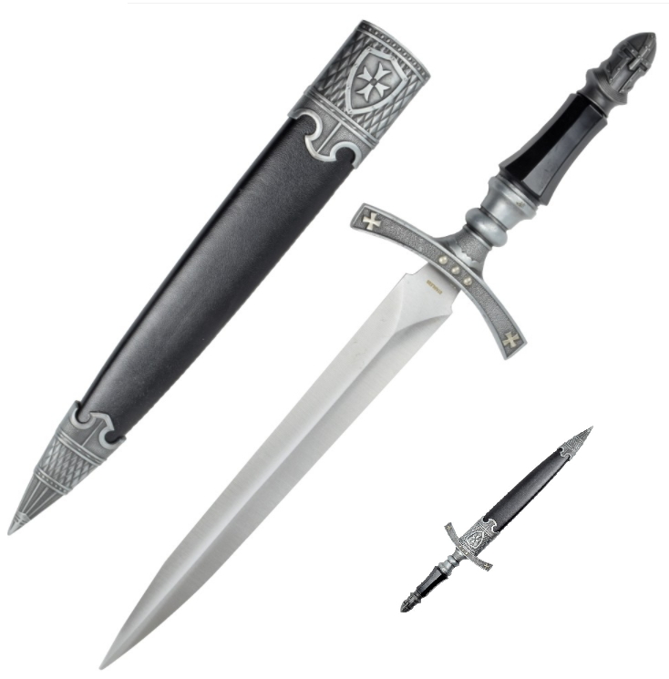 pugnale templare croce argento