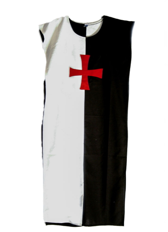 tunica templare bianco-nera croce rossa