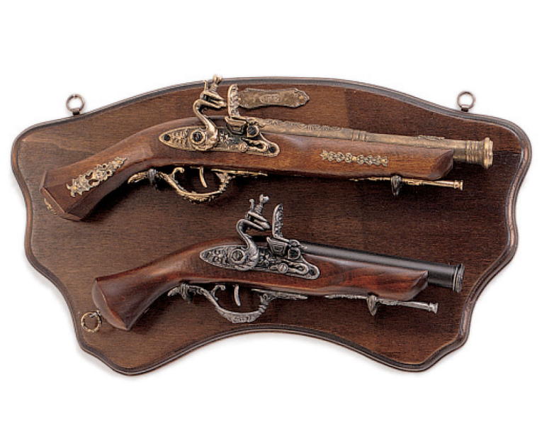 trofeo in legno 2 pistole