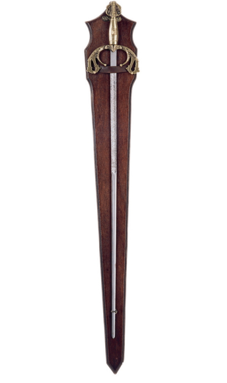 spada storica completa di pannello da muro.