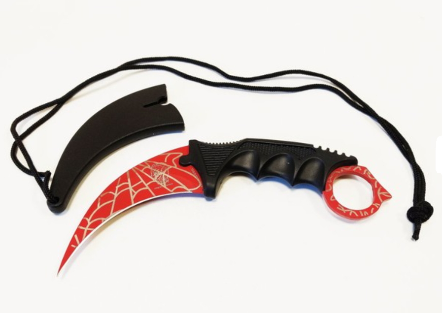 coltello karambit lama fissa spider red