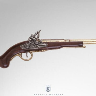 replica pistola antica canna lunga oro