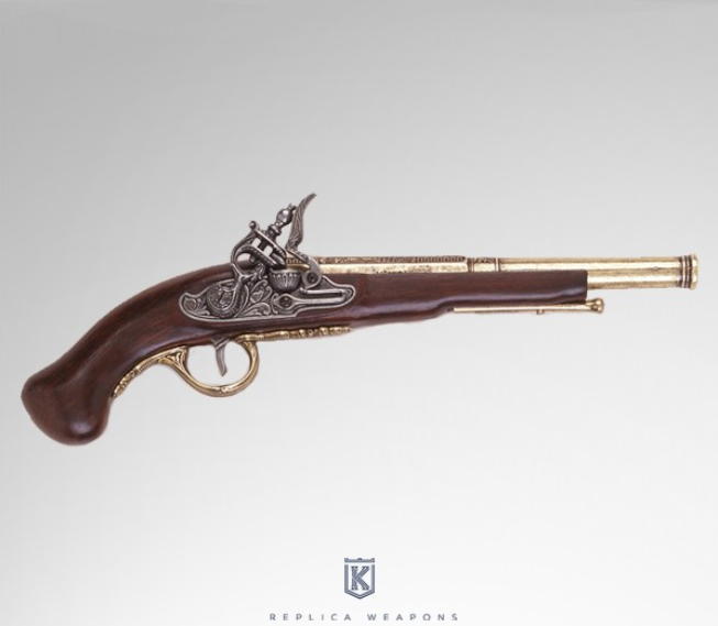 replica pistola antica canna lunga oro