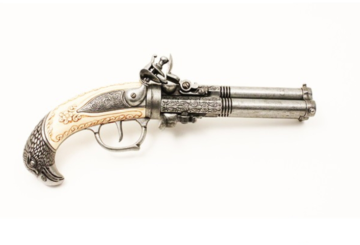 replica pistola antica 3 canne 1119