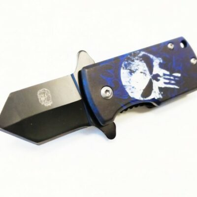 coltello mini serramanico punisher blu