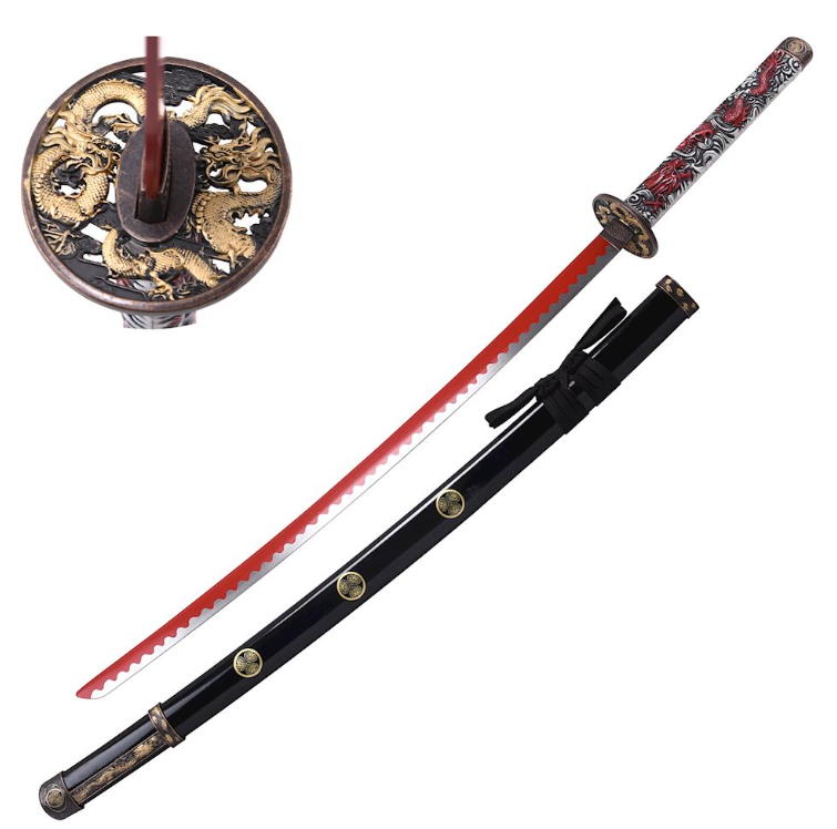katana dragon red blade