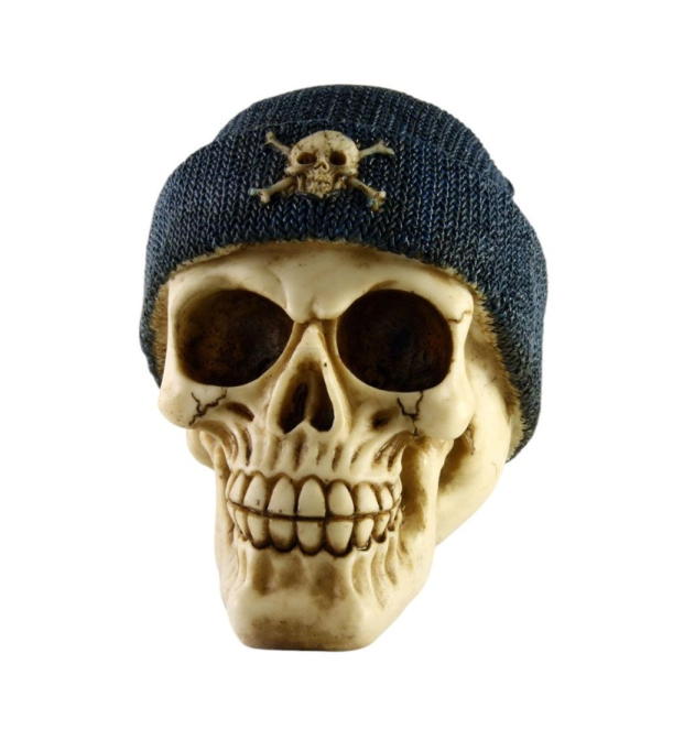 teschio con berretta di lana
