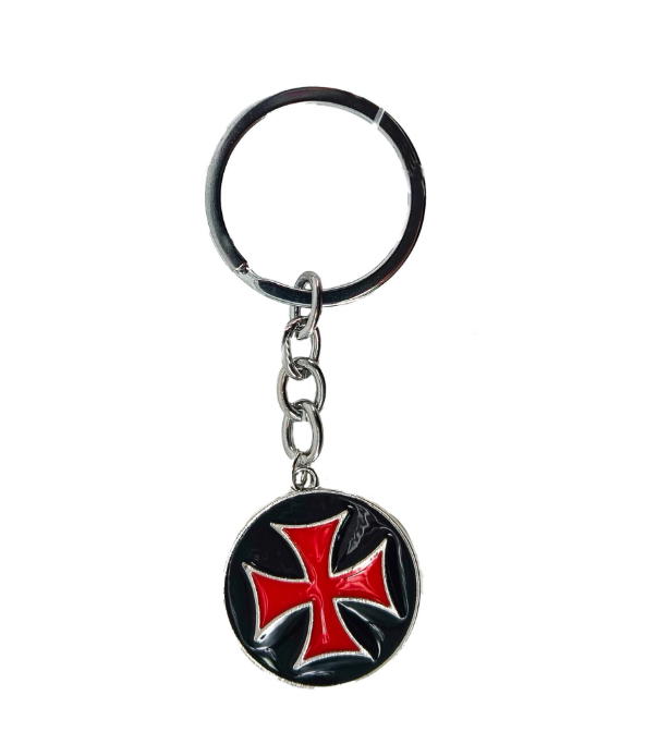 portachiavi templare croce rossa int. nero