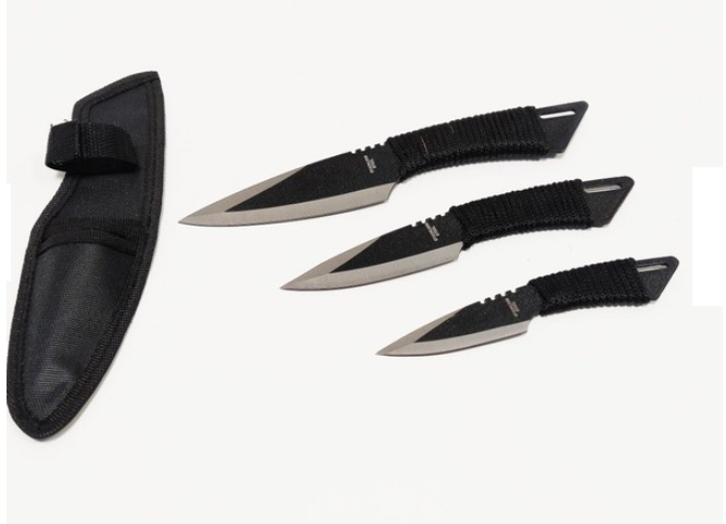 coltelli da lancio 3 pezzi black 3 sizes