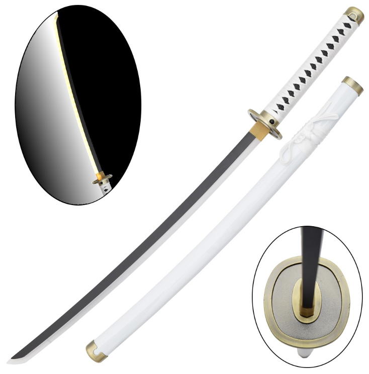 katana one piece wado ichimonji lama in legno con illuminazione led