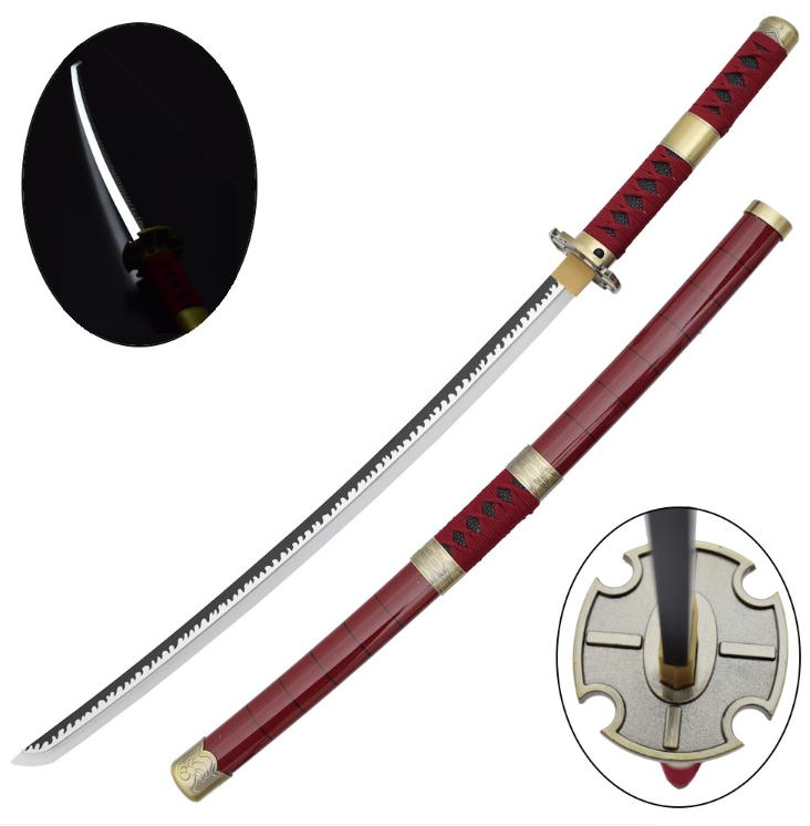 katana zoro roronoa sandai kitetsu one piece - lama in legno con illuminazione led