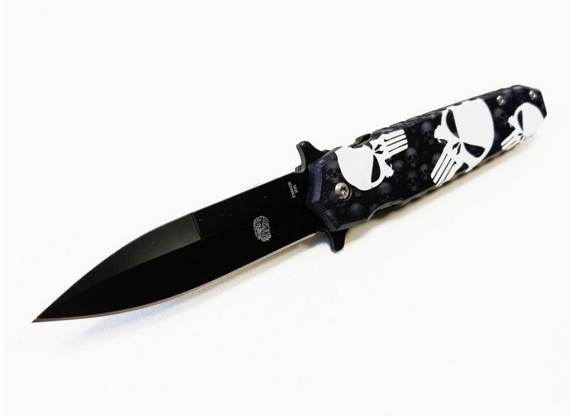 coltello con teschi bianco