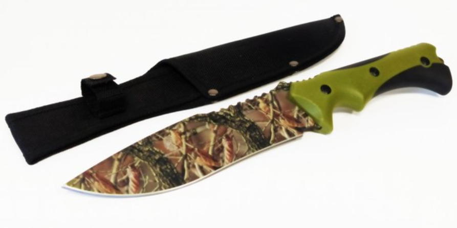 coltello con impugnatura nera e verde