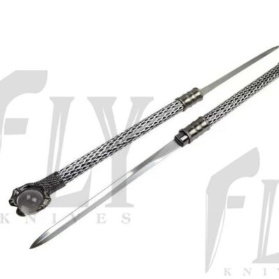 spada bastone rotondo 2 lame zampa dragon silver