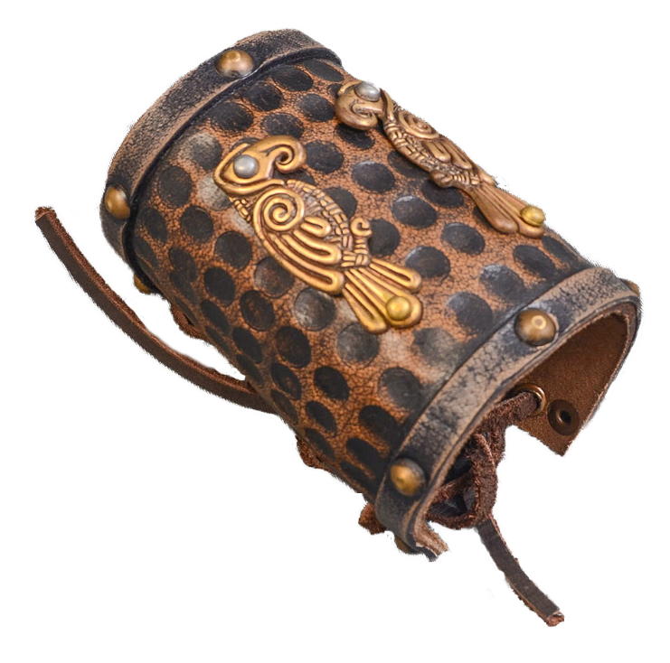 bracciale in cuoio con applicazioni ottone 1