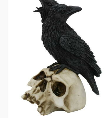 teschio con coppia di corvi