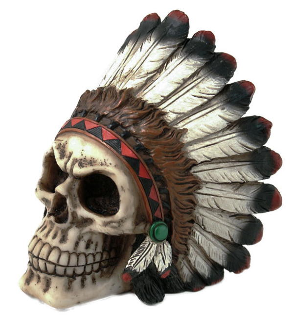 teschio indiano con piume piccolo