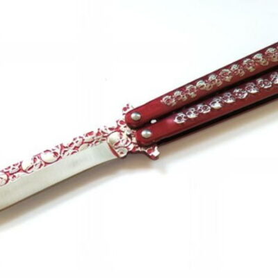 coltello butterfly teschi rosso