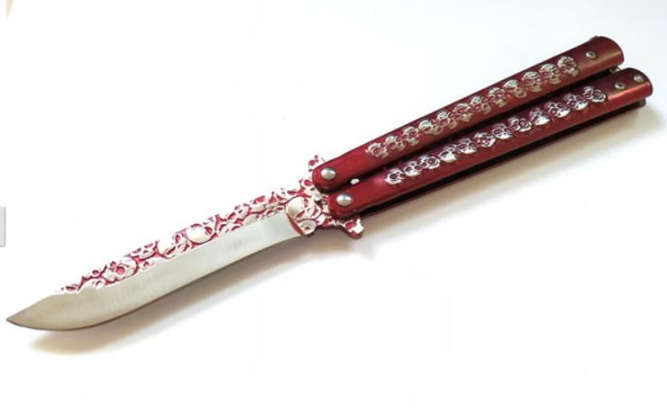 coltello butterfly teschi rosso