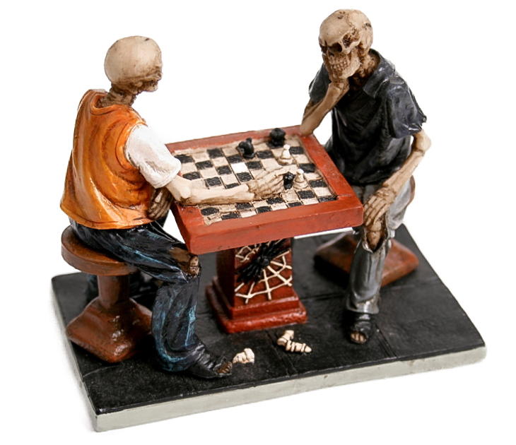 teschi giocatori di scacchi
