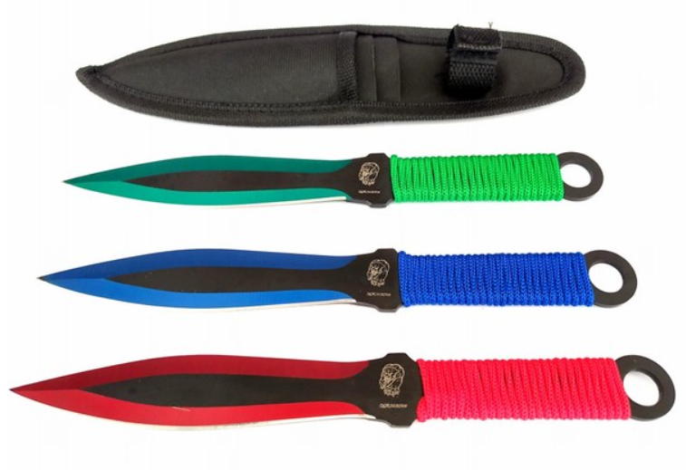 set coltelli da lancio colorati