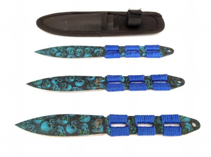 set coltelli da lancio blu