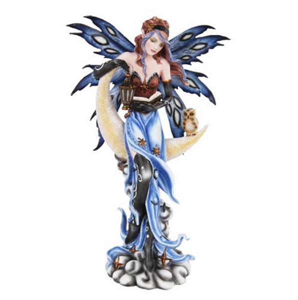 fata della luna crescente con compagno gufo