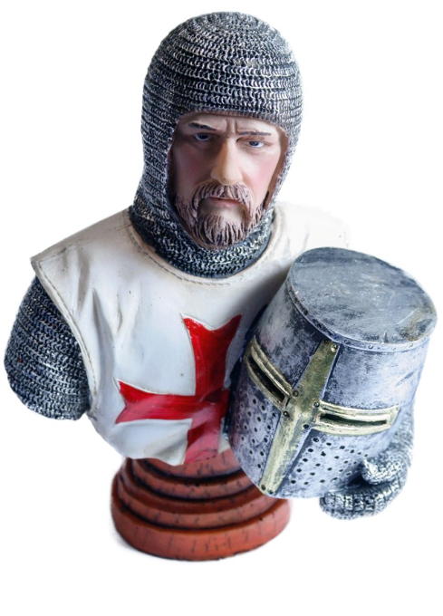 busto crociato con elmo
