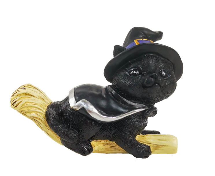 gattino nero fantasy con scopa