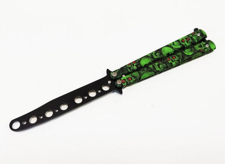 coltello butterfly training green skull