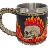boccale con teschio cresta infuocata