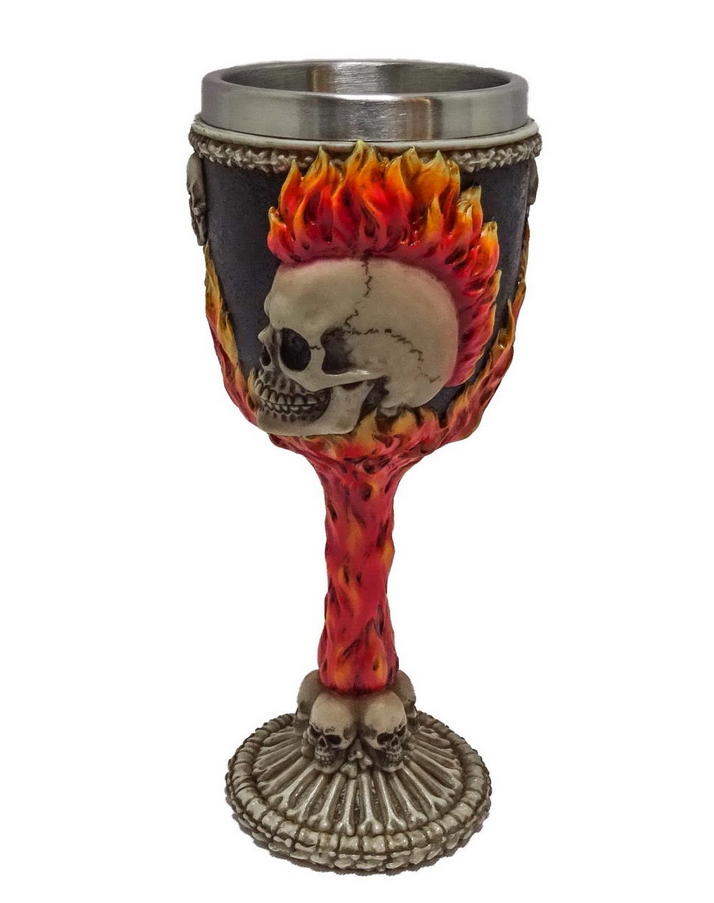 calice con teschio cresta infuocata