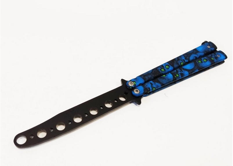 coltello butterfly training blue skull
