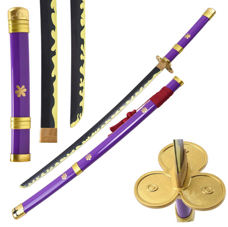 katana enma di zoro serie anime one piece violet - lama in legno